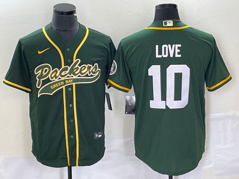 Men Green Bay Packers #10 Jordan Love Green Co Branding Game NFL Jersey